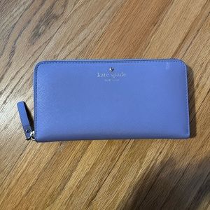 Kate Spade Purple Leather Zip Around Large Wallet